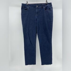 Talbots Signature Straight Dark Wash Jeans, Raw Hems, Women's 10/30
